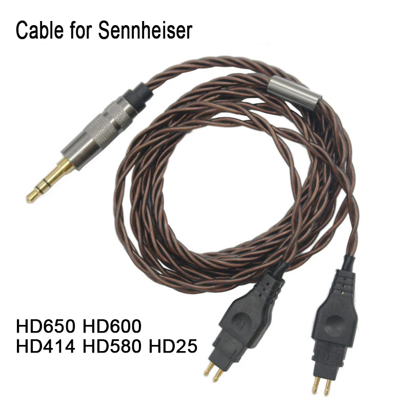 Black Replacement Cable Headphone For Sennheiser HD414 HD430 HD650 HD600 HD580